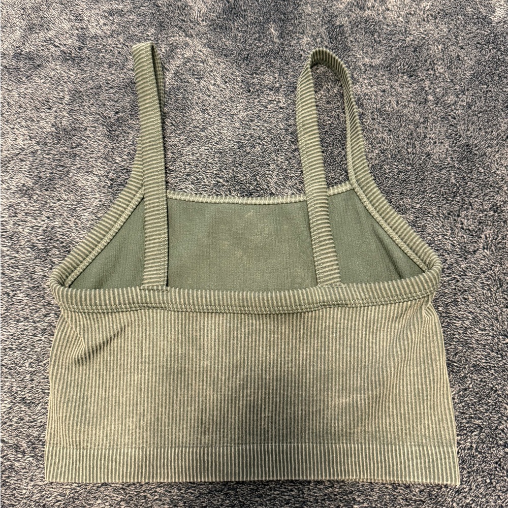 Colsie Olive Ribbed Crop Top - Picture 2 of 3